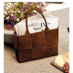 ISADORA Made In Italy Leather Large Woven Satchel